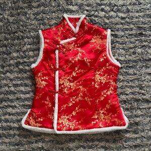Quilted Red Vest with White Trim